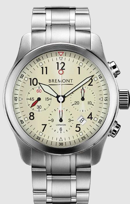 Replica Bremont Watch Altitude Pilot Chronographs ALT1-P2 White Dial Steel Strap